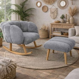 Atelier Del Sofa Lotus - Conjunto de Sillón y Puff Gris